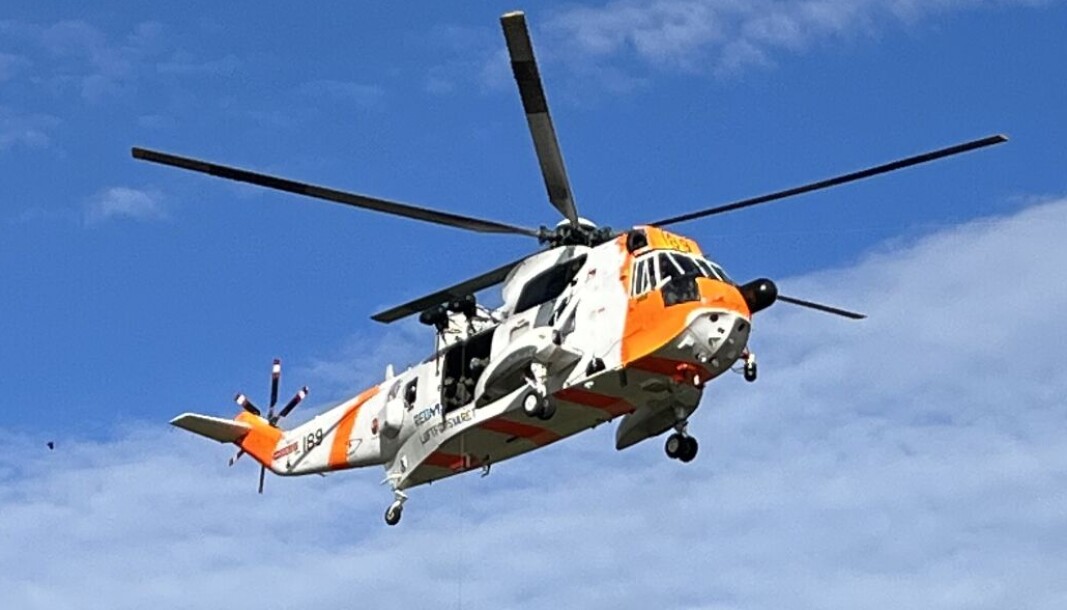 En Sea King sveipet over Skjærhalden natt til fredag. En Sea King sveipet over Skjærhalden natt til fredag.