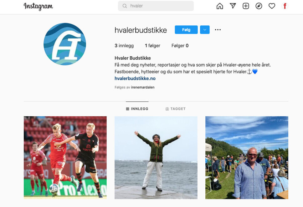 Skjermdump fra Instagram.