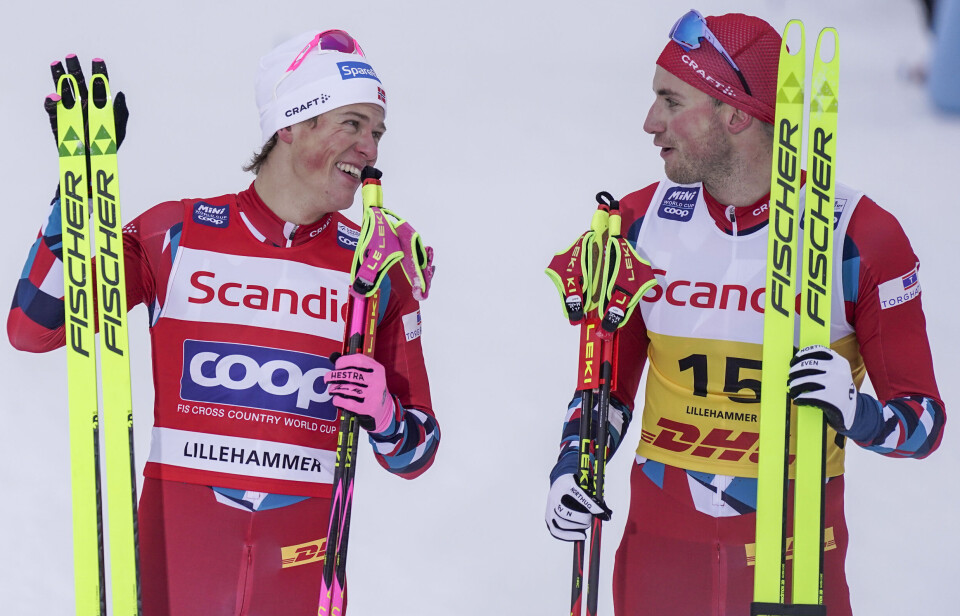 Johannes Høsflot Klæbo (til venstre) og Even Northug.