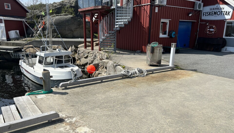 Her, hvor båten ligger fortøyd, ønsker Thoralf Huth og Skjærhalden Fiskemottak å utvide kaikanten, for å bruke den til uteservering av sjømat.