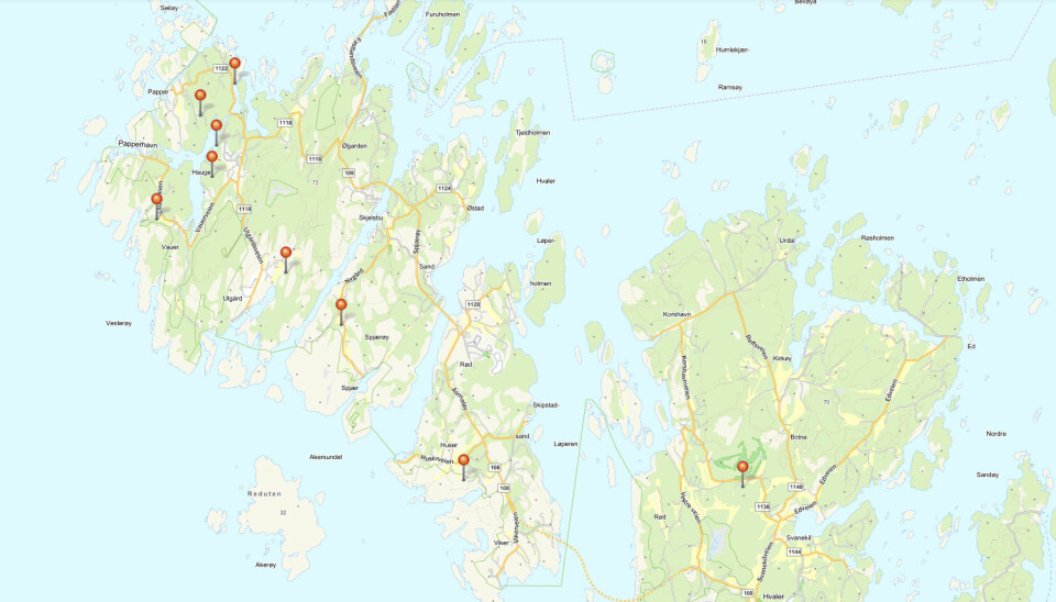 Dagens stedsnavn er merket på kommunekartet over Hvaler.