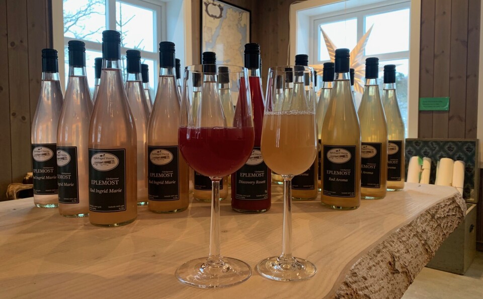 Deilig eplemost fra Eplehagen Havna på Spjærøy, der Monica Bjørnstad også har sin egen produksjonshall.