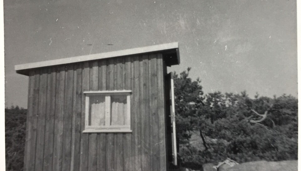 Familien Hustads hytte i Utgårdskilen 1961 (privat foto).