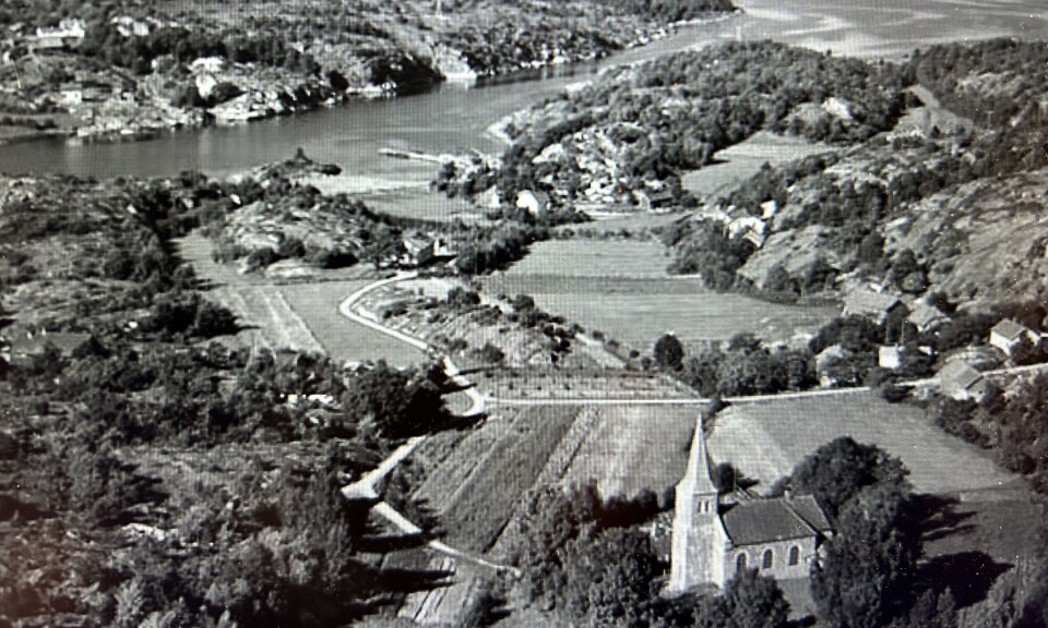 Dyopedal fotografert fra lufta i 1957.