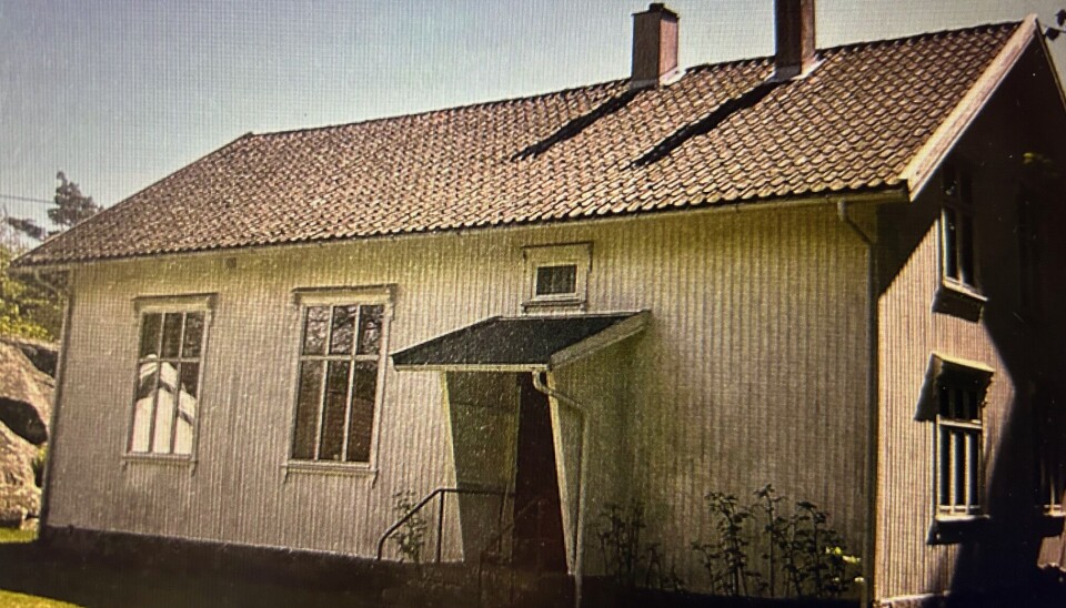 Bedehuset 'Enighet' før restaureringen. Avfotografering av bilde i boka 'Bedehus i Østfold'
