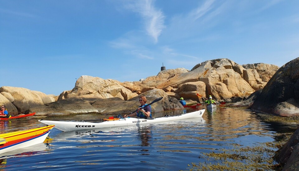 Med kajakk kan du snirkle deg gjennom trange sund og kløfter i Hvalerskjærgården.